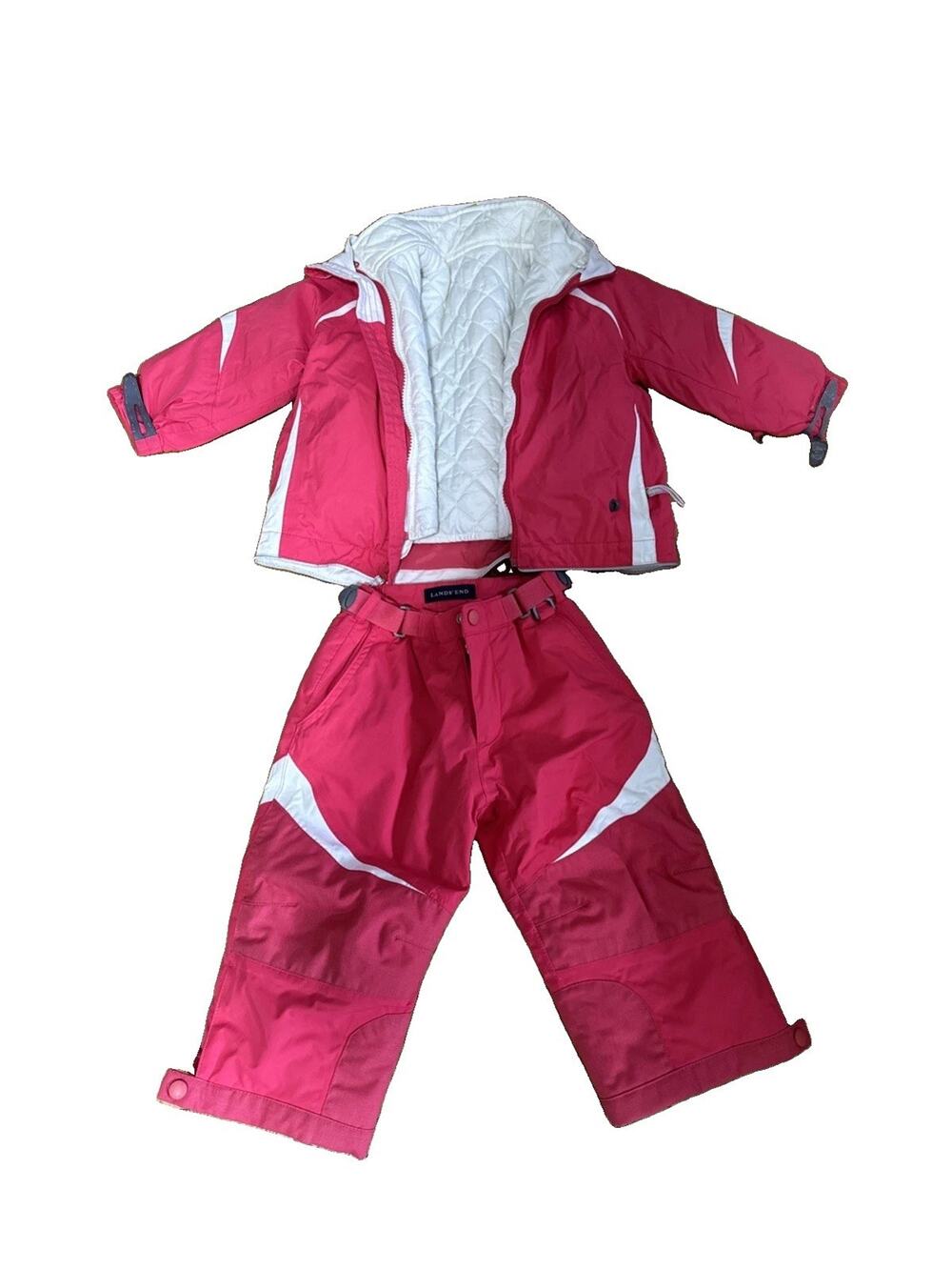 Lands End Squall Girls Pink US Size 3T Snow Pants Ski Pants Suit Set Winter Warm
